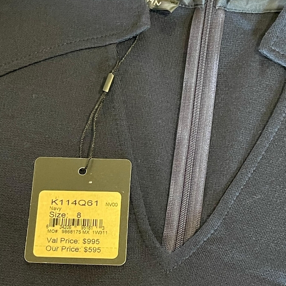 Nwt st. John navy blue short sleeve vneck Midi dress size 8 - Picture 4 of 5